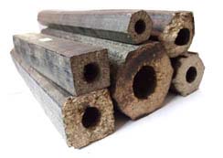 Wood Briquettes made from Briquetting Press